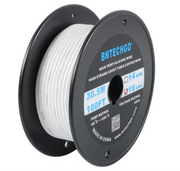 BNTECHGO 16 Gauge Silicone Wire Spool 100 ft White Flexible 16 AWG Stranded Tinned Copper Wire